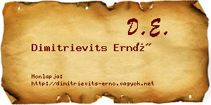 Dimitrievits Ernő névjegykártya